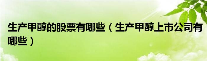 分娩甲醇的股票有半岛官方体育哪些（分娩甲醇上市公司有哪些）(图1)